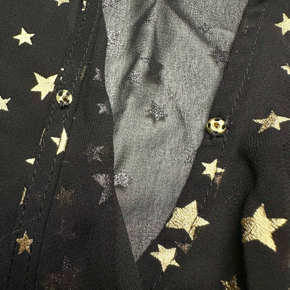 If By Sea Los Angeles | Women | Black Ruffle Gold Star Print Romper | Medium - Picture 12 of 14